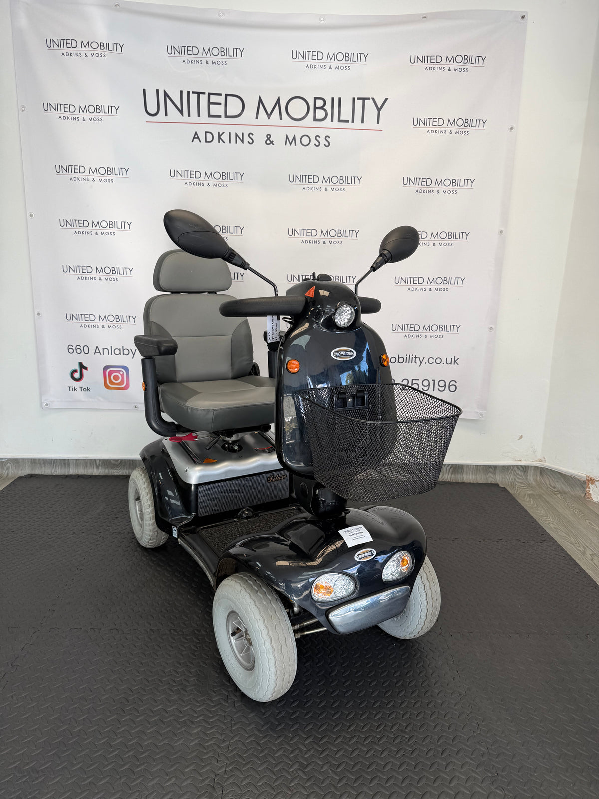 Used black Shoprider Cadiz mobility scooter, 2023