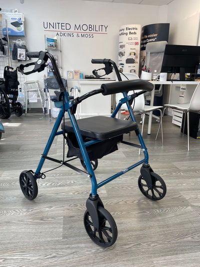 Four-Wheel Aluminium Rollator with Solid Back